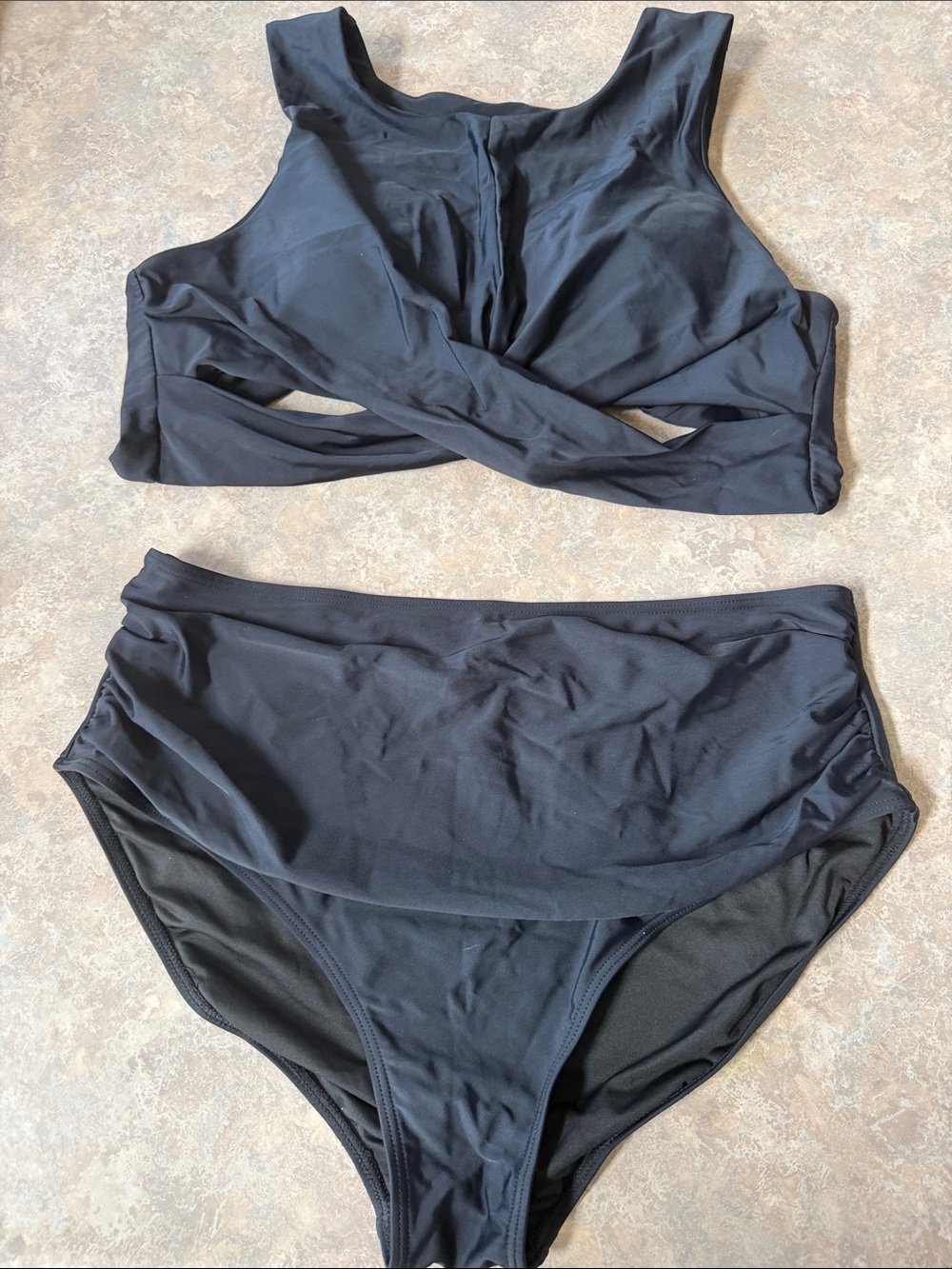 Black Two-Piece Twist Front Bikini Set - Like New